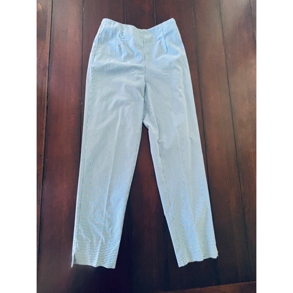 Vintage Talbots Side Zip Pants Women's Size 6 Blue White Gingham Stretch Pants